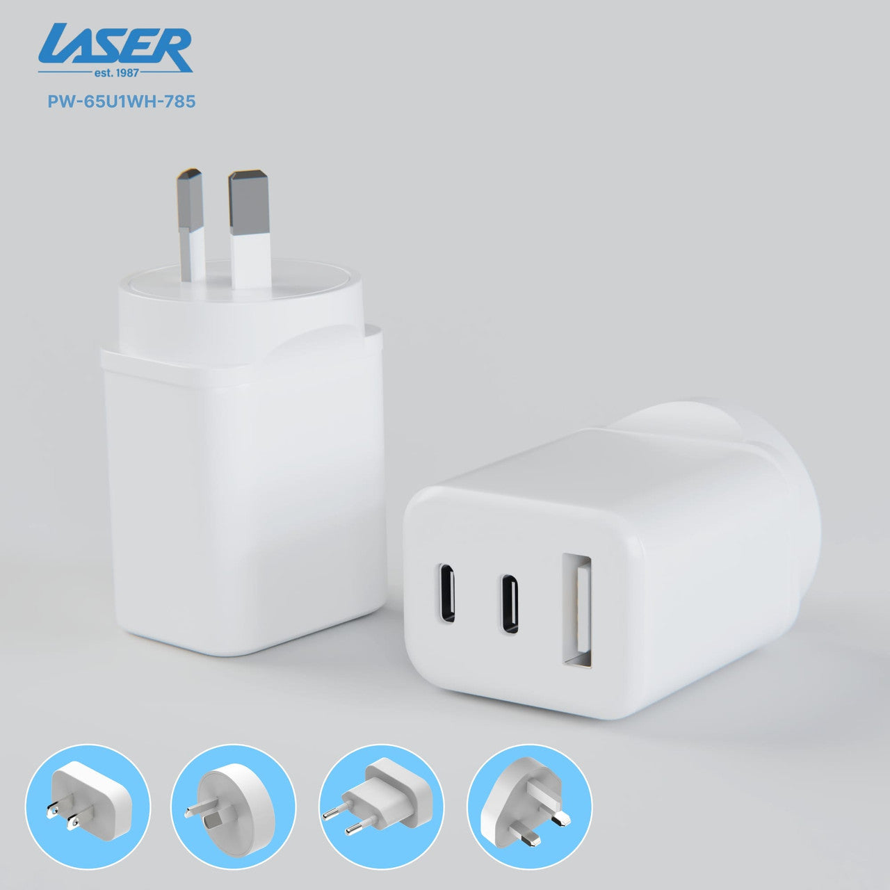 Laser 65W GaN Travel Charger with 4 Adaptors