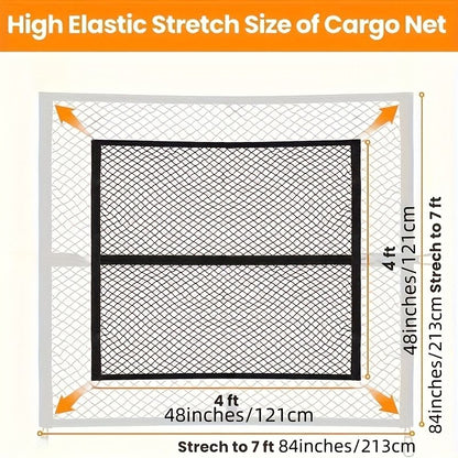 High-elasticity truck bed net, cargo net for pickup truck bed, stretchable mesh organizer for pickup truck trunk bed, suitable for daily light loads in trucks