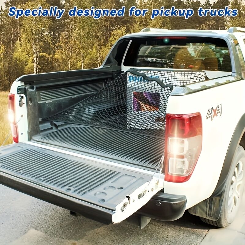 High-elasticity truck bed net, cargo net for pickup truck bed, stretchable mesh organizer for pickup truck trunk bed, suitable for daily light loads in trucks