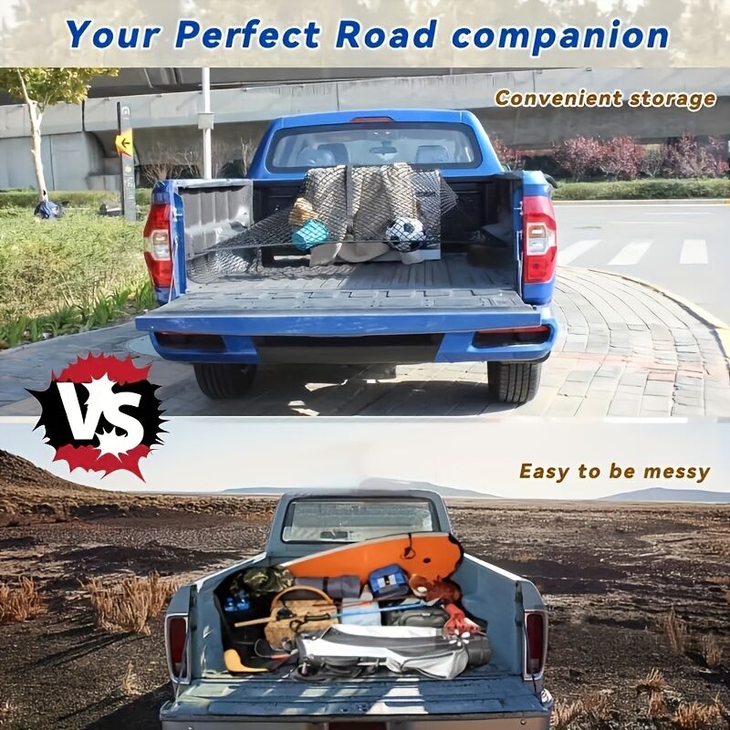 High-elasticity truck bed net, cargo net for pickup truck bed, stretchable mesh organizer for pickup truck trunk bed, suitable for daily light loads in trucks