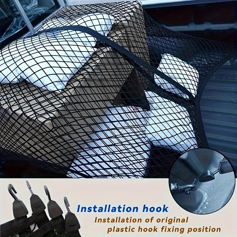 High-elasticity truck bed net, cargo net for pickup truck bed, stretchable mesh organizer for pickup truck trunk bed, suitable for daily light loads in trucks