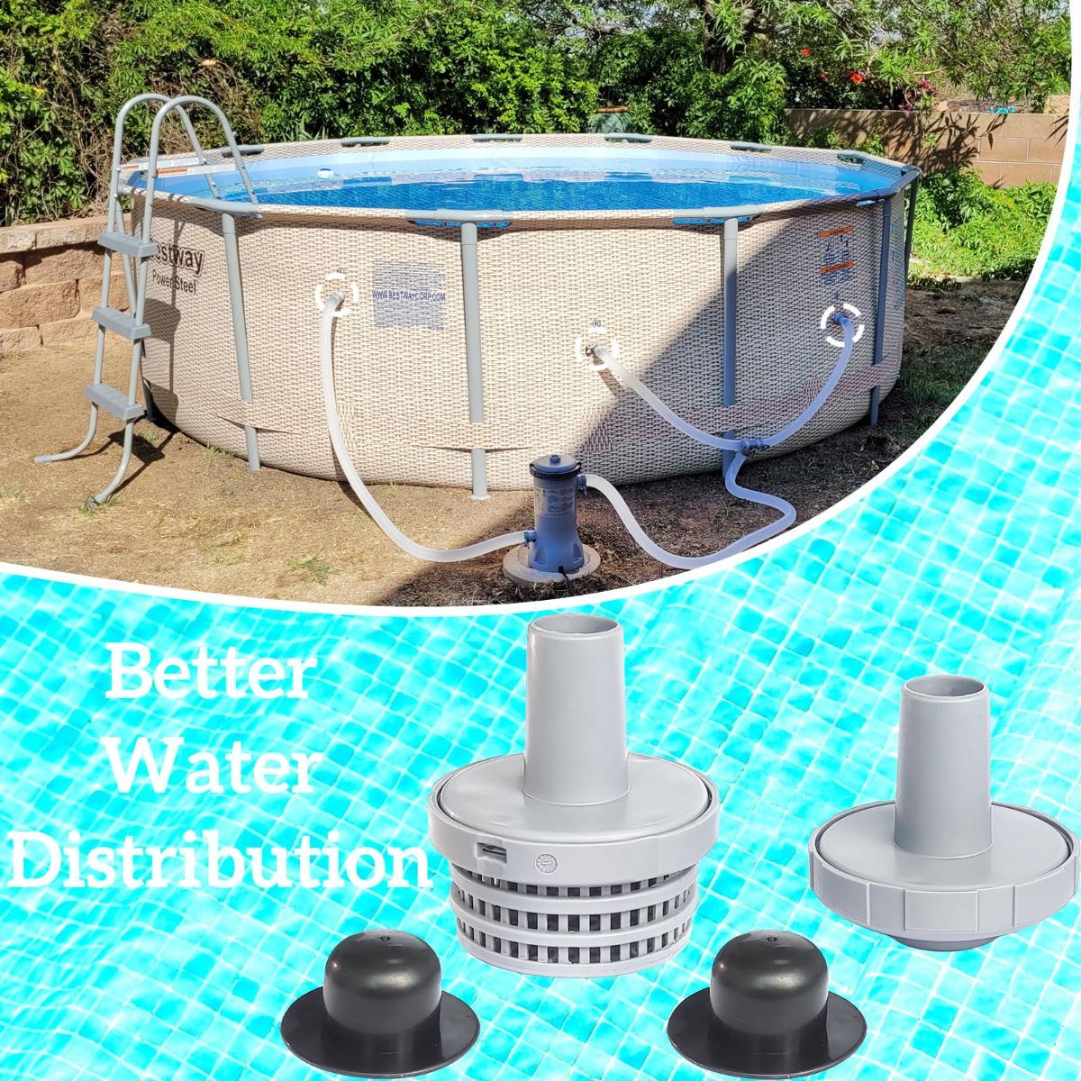 Pool Inlet Strainer Water Jet Connector Kits Compatible with Intex Above Ground Pool Strainers Replacement Parts,Includes Inlet Nozzle,Outlet Strainer Grid,Hole Plug 1.25 Inch Fittings