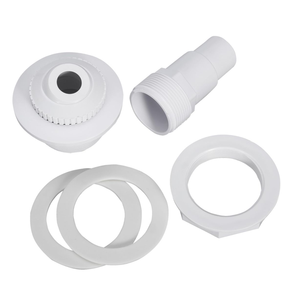Pool Return Jet Fitting Above Ground Pool Complete Pool Return Jet Kit with Gaskets and Hose Adapter - White - Size 2pcs