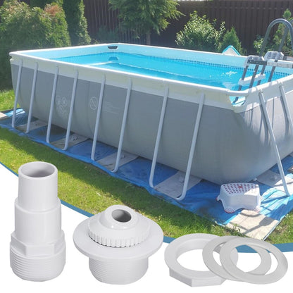 Pool Return Jet Fitting Above Ground Pool Complete Pool Return Jet Kit with Gaskets and Hose Adapter - White - Size 2pcs
