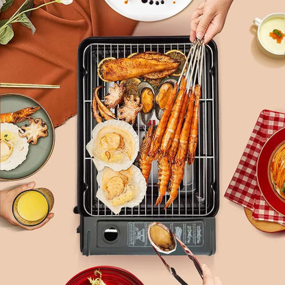 Portable Gas Grill with Removable Grate & Carry Case – Dual Fuel Outdoor Stove for Camping, Backyard BBQs & Beach Picnics (Black)