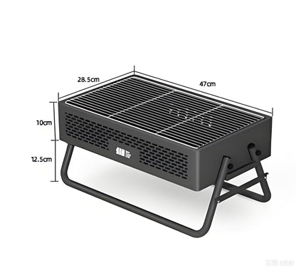 Portable Charcoal Grill with Foldable Legs & Stainless Steel Grate – Compact Outdoor BBQ for Camping, Picnics & Backyard Gatherings (Gray)