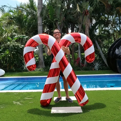 Trendbay 2pcs Extra-Large Red & White Striped Candy Cane Balloons