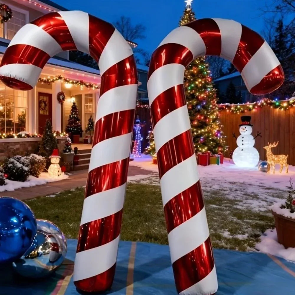 Trendbay 2pcs Extra-Large Red & White Striped Candy Cane Balloons
