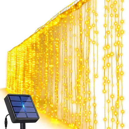 3×3M Blue Solar Curtain Fairy Lights 300 LEDs with 12 Lighting Modes