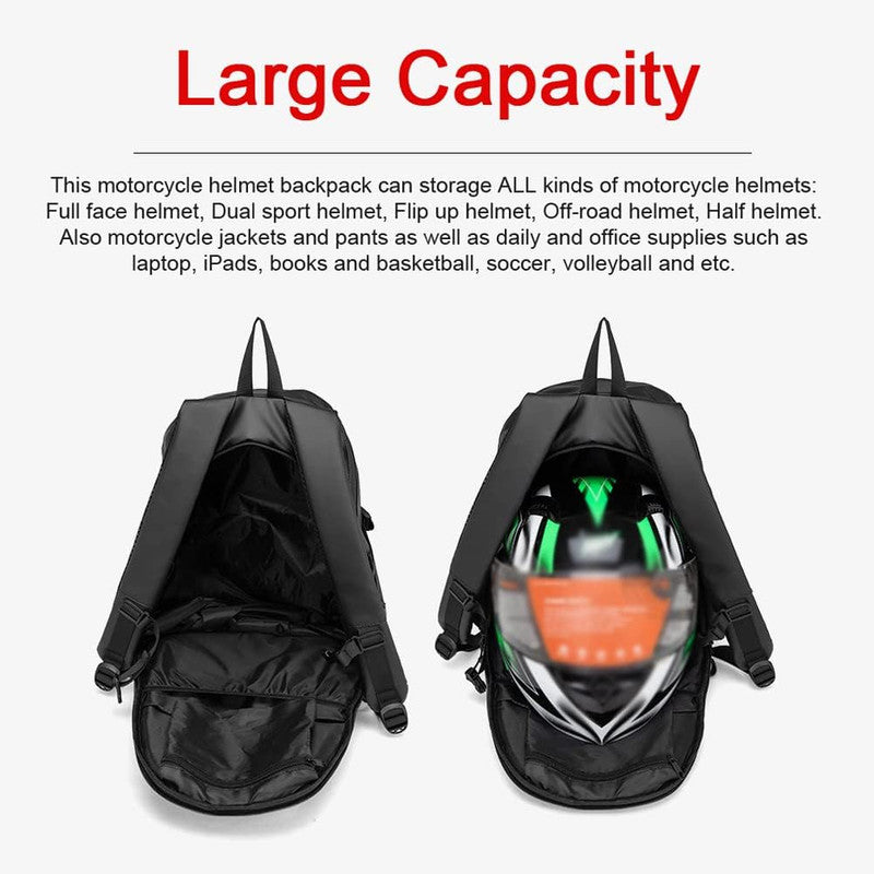 Multifunctional Large Capacity Motorcycle Backpack Motorcycle Bag Moto Riding for Men Women Waterproof Backpack-Black