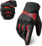 Breathable Mesh Motorcycle Gloves Touchscreen with TPR Palm Pad Hard Knuckle-Red-XLarge