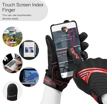 Breathable Mesh Motorcycle Gloves Touchscreen with TPR Palm Pad Hard Knuckle-Red-XLarge