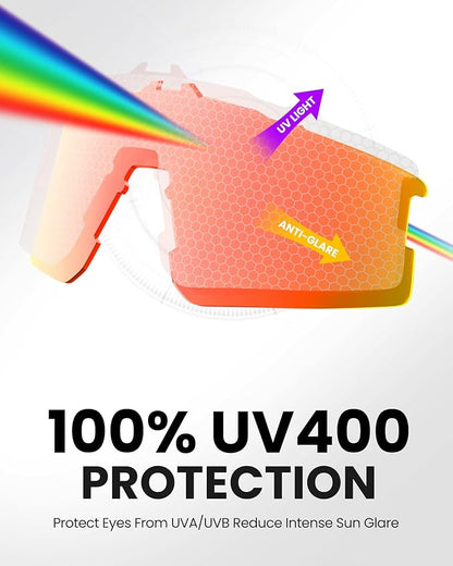 OutdoorMaster Hawk II Polarized Sports Sunglasses for Men Women, TAC 100% UV400 Protection TR90 Frame Cycling Sunglasses, Baseball Running Fishing Golf Glasses-White Frame+revo Red Cat.3,Adult