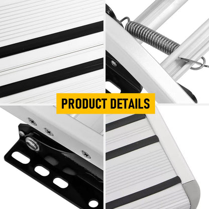 Heavy Duty Pull-Out Caravan Step – Folding Aluminium RV Entry Step, Non-Slip Portable Camping Step, Space-Saving Retractable Design, 58 x 54 x 17cm