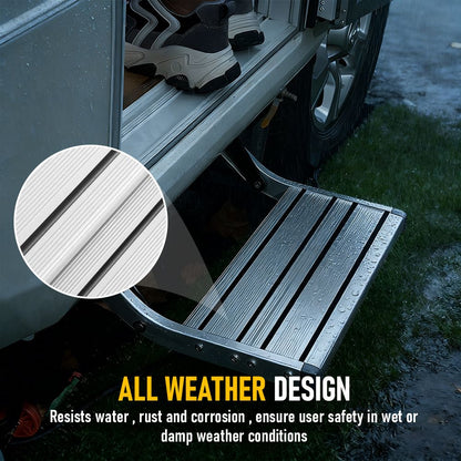 Heavy Duty Pull-Out Caravan Step – Folding Aluminium RV Entry Step, Non-Slip Portable Camping Step, Space-Saving Retractable Design, 58 x 54 x 17cm