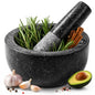 Granite Mortar and Pestle Set, 450ml Heavy Duty Stone Grinder Bowl with 17.5cm Pestle, Black, Manual Spice Grinder for Guacamole, Salsa, Pesto, Herbs, Spices, Nuts & Seeds
