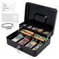 Lockable Metal Cash Box with 2 Keys, 4 Bill & 5 Coin Tray, Security Money Box with Anti-Loss Rope