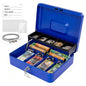 Lockable Metal Cash Box with 2 Keys, 4 Bill & 5 Coin Tray, Security Money Box with Anti-Loss Rope
