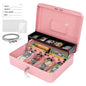 Lockable Metal Cash Box with 2 Keys, 4 Bill & 5 Coin Tray, Security Money Box with Anti-Loss Rope
