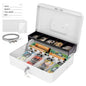 Lockable Metal Cash Box with 2 Keys, 4 Bill & 5 Coin Tray, Security Money Box with Anti-Loss Rope