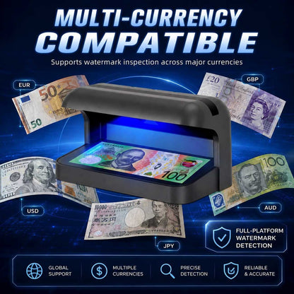 365nm UV Money Detector with Auto Sensor, Counterfeit Currency Verifier, Banknote & Document Checker for AUD, USD, EUR, GBP, CNY & More
