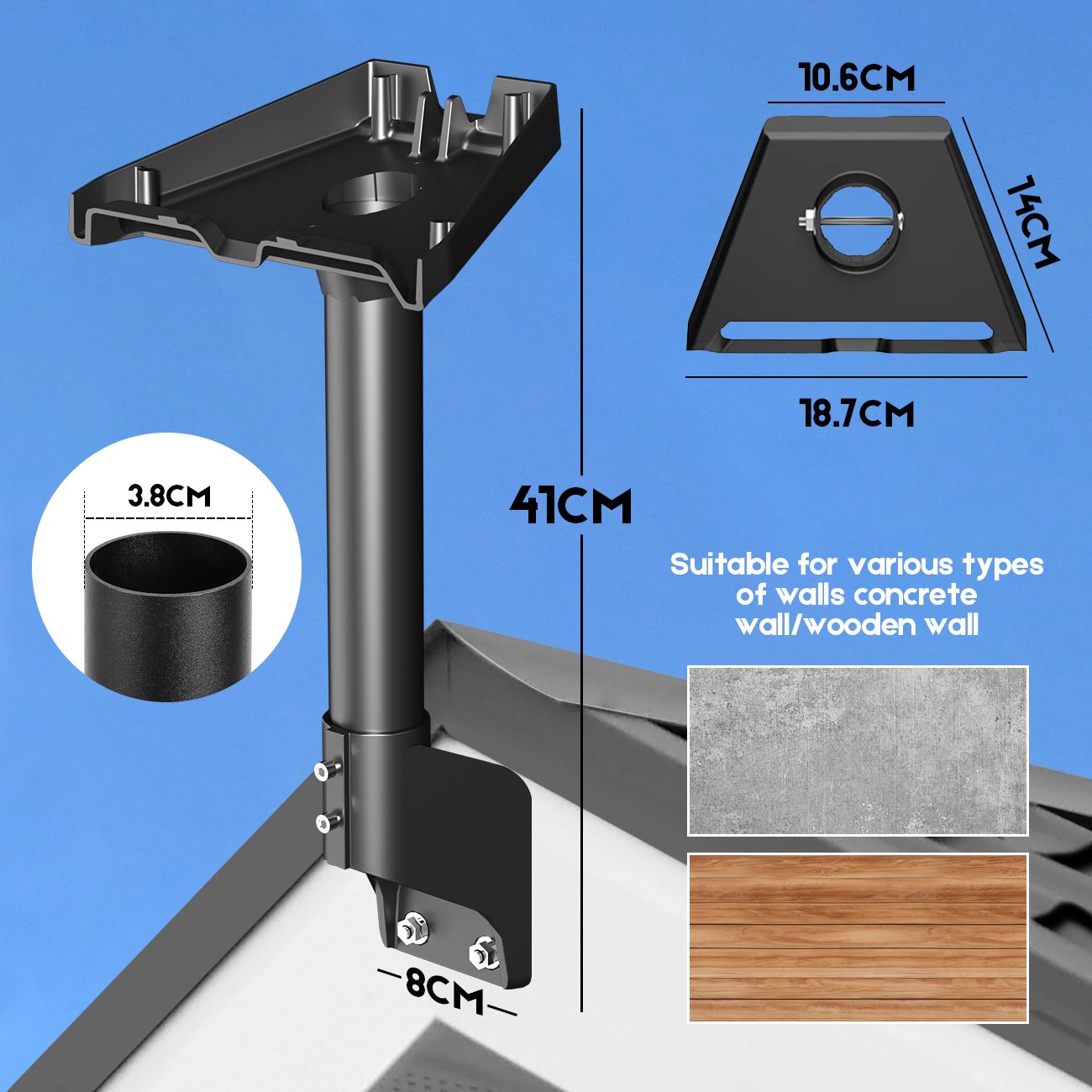 Roof & Wall Mount for Starlink Gen 3 Standard V3/4/4X, Adjustable 20° Tilt & 360° Swivel, Heavy-Duty Metal Bracket, Weather-Resistant Outdoor Mount