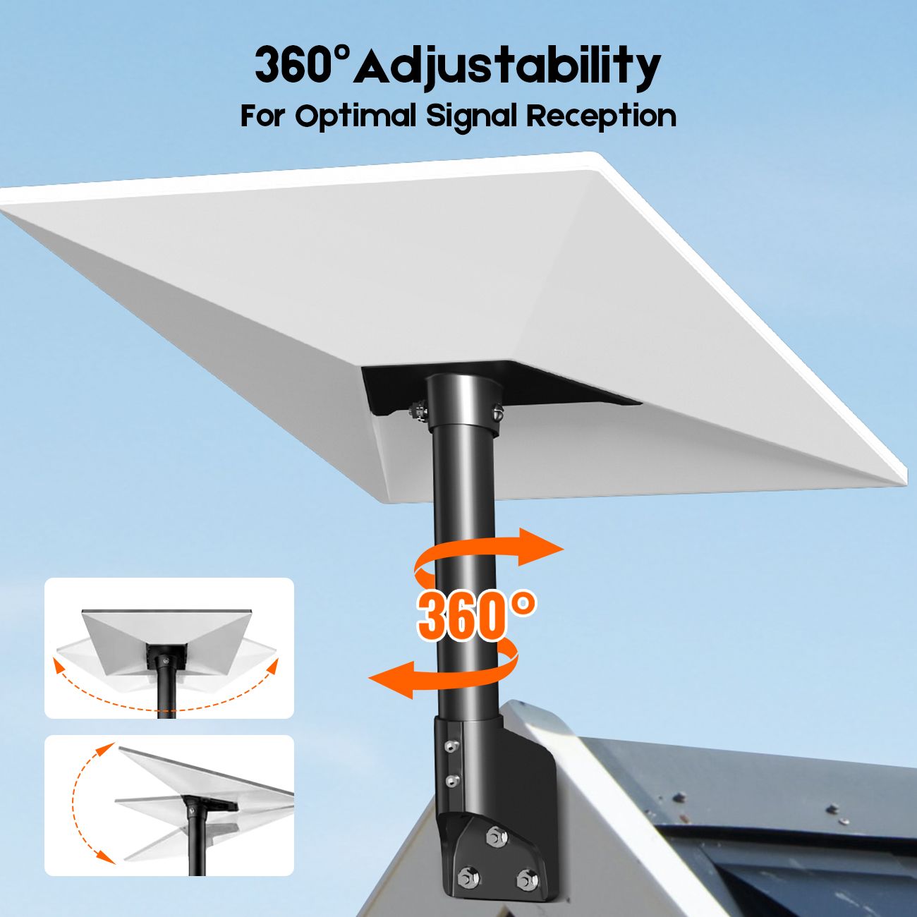 Roof & Wall Mount for Starlink Gen 3 Standard V3/4/4X, Adjustable 20° Tilt & 360° Swivel, Heavy-Duty Metal Bracket, Weather-Resistant Outdoor Mount