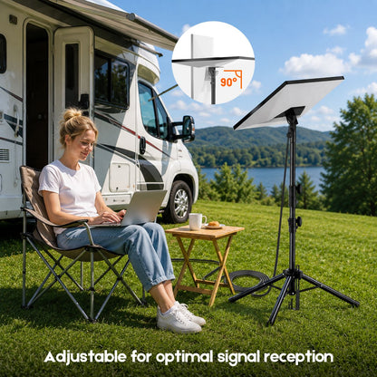 Tripod Mount for Starlink Gen 3, Adjustable Portable Ground Stand with 360° Rotation, 90° Tilt, Anti-Slip Feet & Ground Anchor for RV Camping Travel