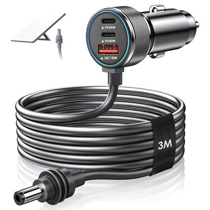Aumerage Car Charger for Starlink Mini, DC Cable & Cigarette Adapter 3M | 3-in-1 12V-24V USB-C USB QC 3.0 + 45W/30W PD, 16AWG Waterproof  for Camping, RV & Off-Grid