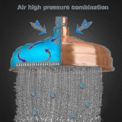 High Pressure Copper Rain Shower Head 20 cm (8 inch) Diameter Adjustable Angle Fixed Compatible with Standard Shower Arms Gold