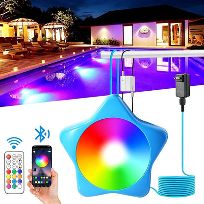 LED swimming pool light, supports APP control, 10W, 150mm diameter, 108 LED beads, dimmable underwater light, IP68 waterproof, 12V color-changing pool light, suitable for above-ground swimming pools.