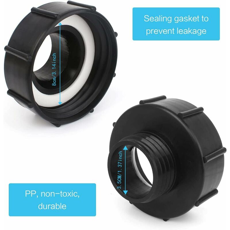 Ibc Adapter, 1000L Tank Tap S100, With Ptfe Tape, Sealing Tape, Ibc Tap Connector For Garden Tap, For Tank Adapter (2