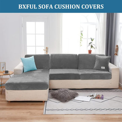 Sofa Seat Cushion Covers, Stretch Velvet Sofa Cushion Covers, Replacement Sofa Cushion Covers For Single Cushion (Large