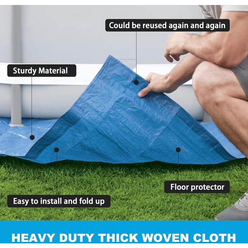 Pool Ground Sheet, Rectangular Pool Ground Sheet For 300X200Cm Pool - Blue Waterproof Foldable Pool Ground Sheet And