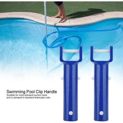 2 pcs V-Shaped Head Handle, Blue Swimming Pool V-Shaped Clip Brush Head Handle Replacement Pool Accessories