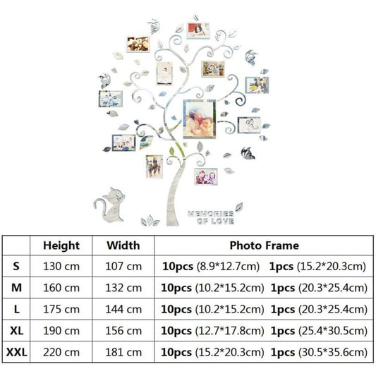 Wall Stickers Tree Photo Frame 3D Diy Mural Decals Arts Home Decoration For Bedroom, Living ROom, Nursery, Hall,