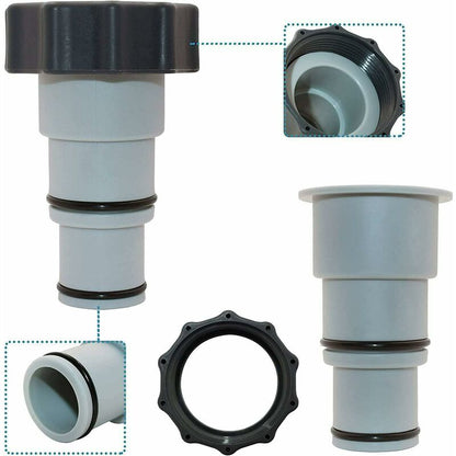 Replacement Hose Adapter With Clamp For Intex Above Ground Pool, 1.5" To 1.25" Hose Adapter For Threaded Pumps (2 pcs)