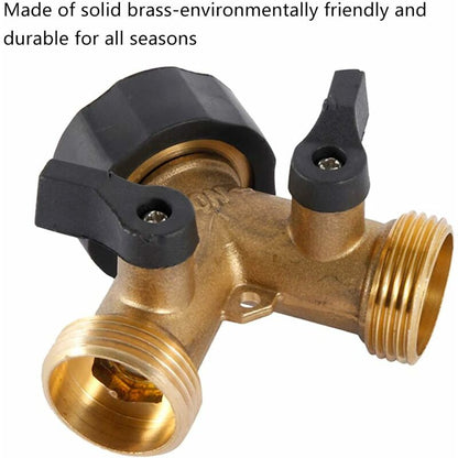 Double Washing Machine Tap, 2 Way Y Garden Hose Tap Connector Splitter For 3/4" Supply Hoses, Heavy Duty Brass Double