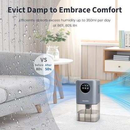 Dehumidifier - Intelligent Ultra - Silent Dehumidifier - Ultra-Quiet Portable Dehumidifier - For Drying Laundry - Dehumidifies Bedrooms, Bathrooms, Wardrobes, and Caravans - Black