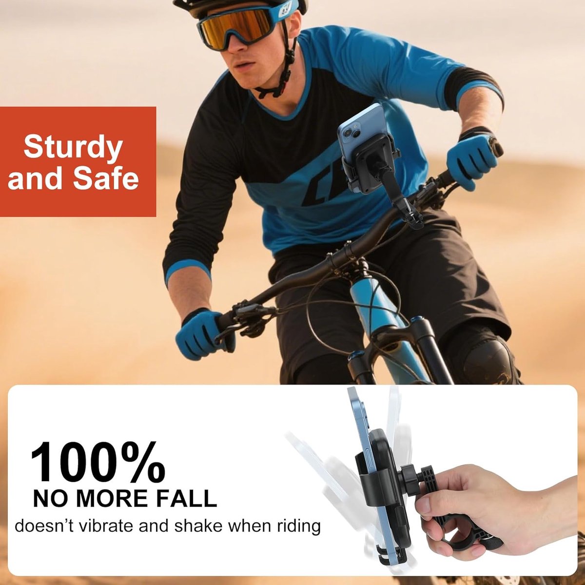 Bicycle Phone Holder - Motorcycle Phone Holder - 1 Second Automatic Locking - 360 Degree Rotating Bicycle Handlebar Phone Holder - Suitable for Mountain Bikes, Electric Scooters, and Other Models
