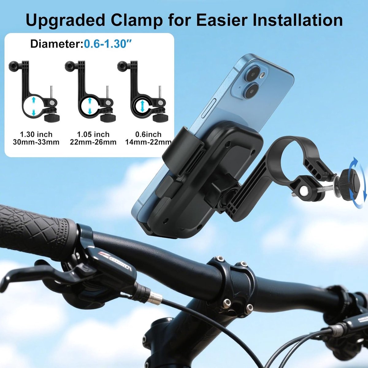 Bicycle Phone Holder - Motorcycle Phone Holder - 1 Second Automatic Locking - 360 Degree Rotating Bicycle Handlebar Phone Holder - Suitable for Mountain Bikes, Electric Scooters, and Other Models