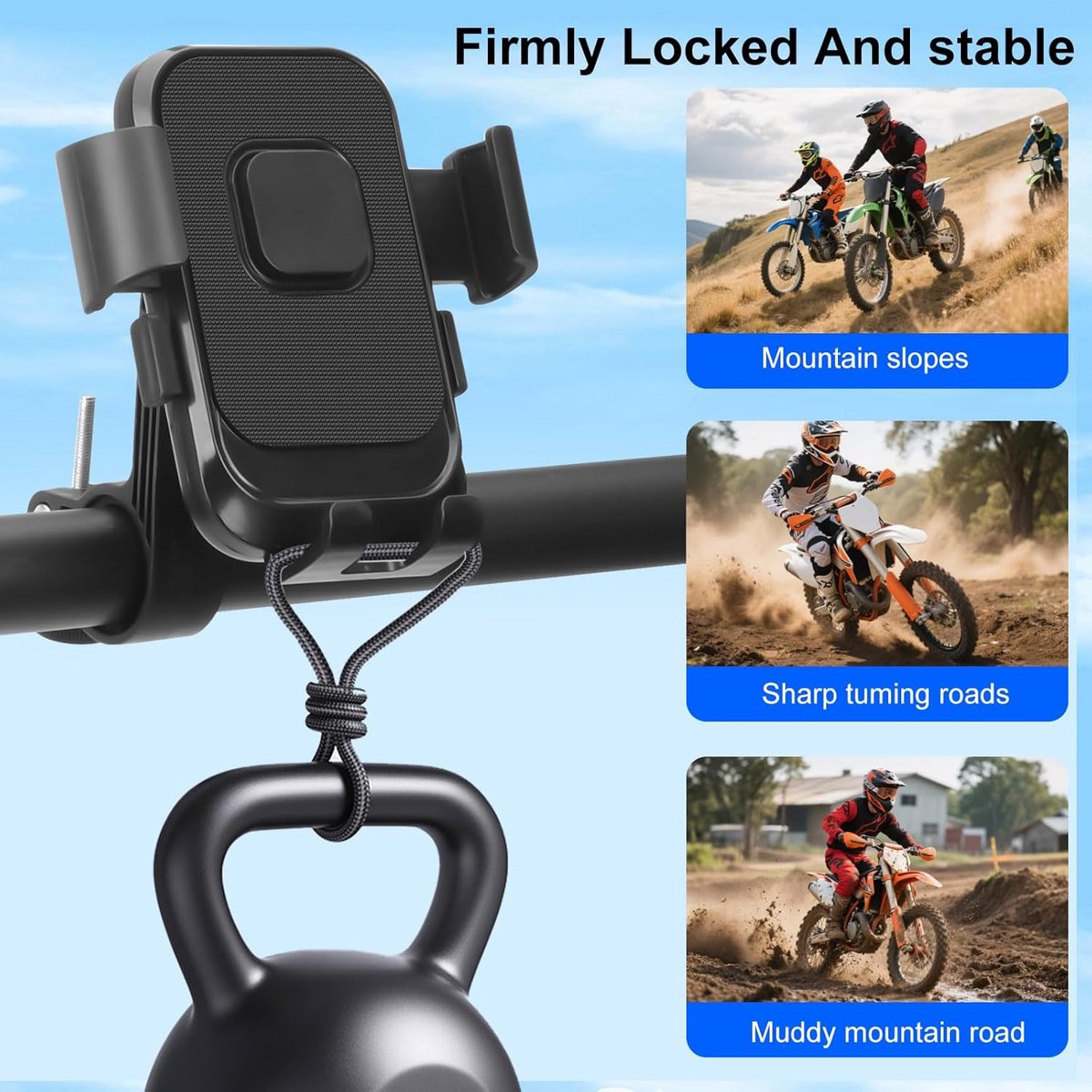 Bicycle Phone Holder - Motorcycle Phone Holder - 1 Second Automatic Locking - 360 Degree Rotating Bicycle Handlebar Phone Holder - Suitable for Mountain Bikes, Electric Scooters, and Other Models