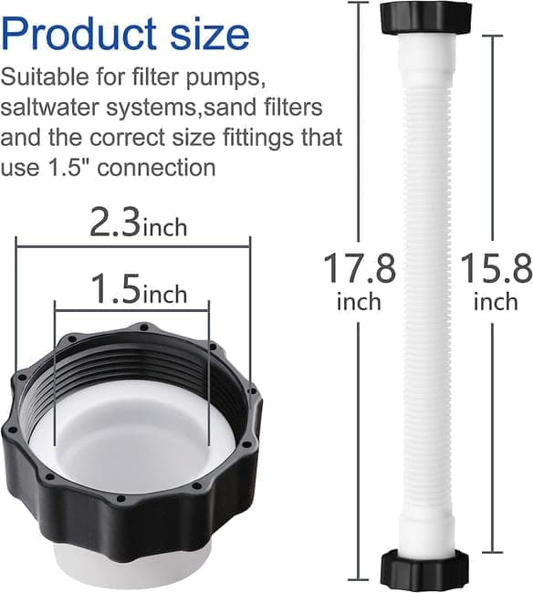 2-Pack Pool Sand Filter Pump Hoses, 15.8 Inch, Replacement for Above-Ground Pool Brine Filter Pumps