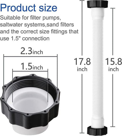 2-Pack Pool Sand Filter Pump Hoses, 15.8 Inch, Replacement for Above-Ground Pool Brine Filter Pumps