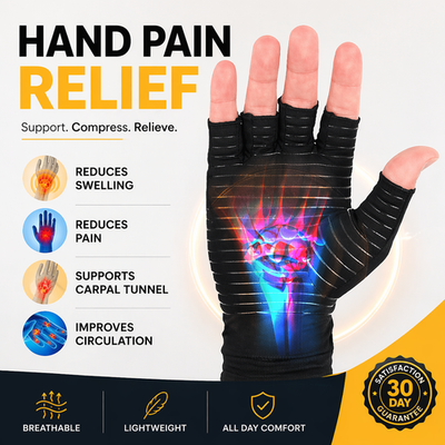 Compression Copper Arthritis Gloves Hand Wrist Brace Finger Pain Relief Support(Black/Blue)