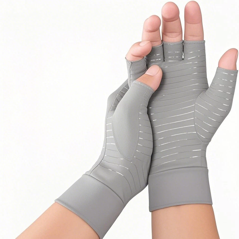 Compression Copper Arthritis Gloves Hand Wrist Brace Finger Pain Relief Support(Black/Blue)