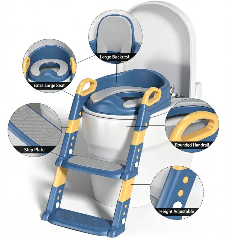 NEW Potty Training Toilet With Step Stool Ladder & Soft Seat For Toddlers & Kids(Blue)