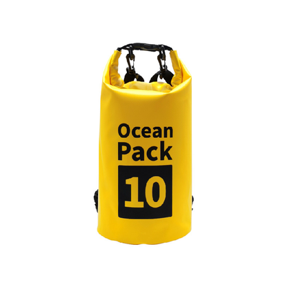Ocean Pack Waterproof Dry Bag, 15L Double Shoulder Strap, 500D PVC Waterproof Sack for Kayaking, Swimming, Fishing, Camping, Outdoor Travel, Floating Dry Storage Bag(Yellow)