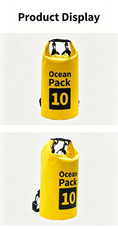 Ocean Pack Waterproof Dry Bag, 15L Double Shoulder Strap, 500D PVC Waterproof Sack for Kayaking, Swimming, Fishing, Camping, Outdoor Travel, Floating Dry Storage Bag(Yellow)