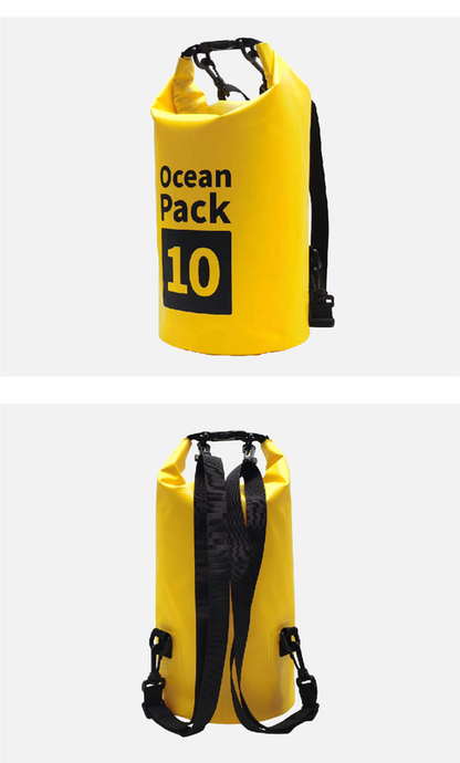 Ocean Pack Waterproof Dry Bag, 15L Double Shoulder Strap, 500D PVC Waterproof Sack for Kayaking, Swimming, Fishing, Camping, Outdoor Travel, Floating Dry Storage Bag(Yellow)
